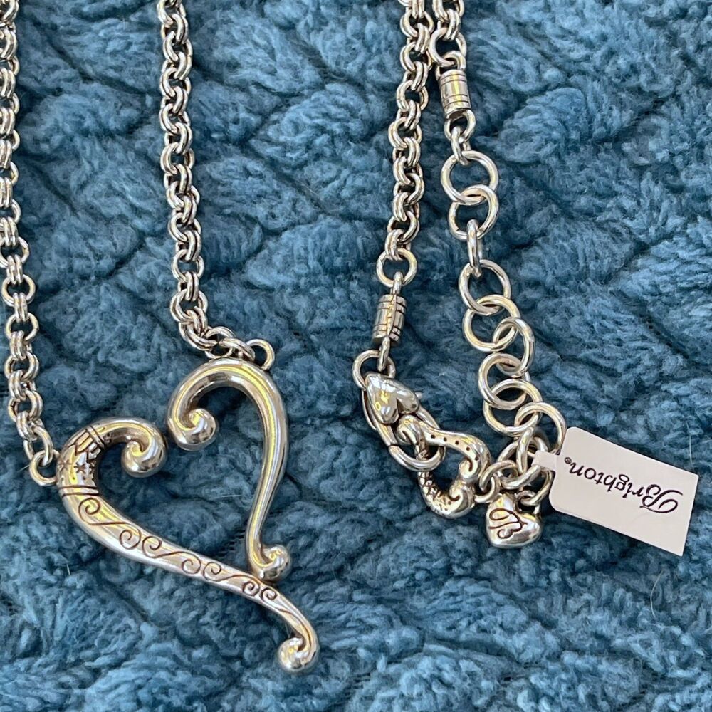 Brighton Adore Me Tuscan Open Heart Silver Necklace NWT Storage Bag - Picture 4 of 9
